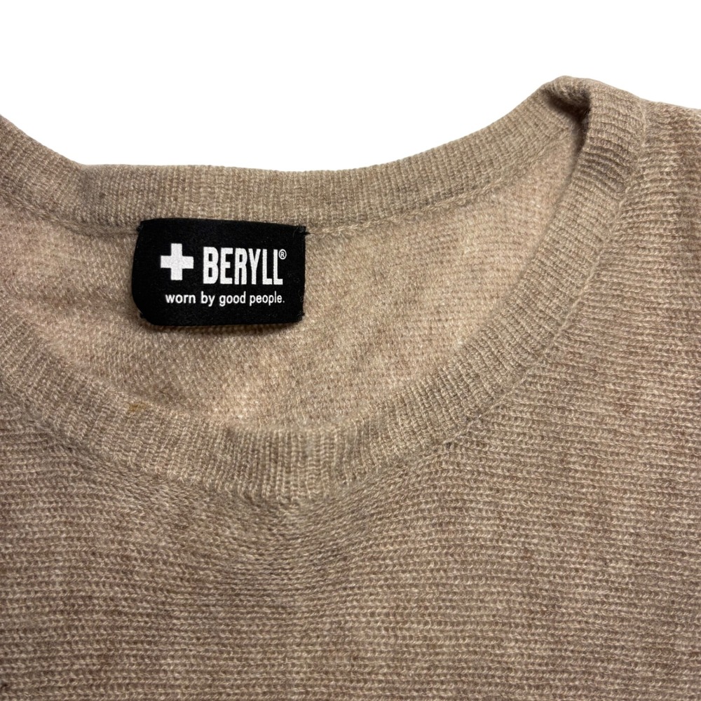 +Beryll 100% Cashmere Poncho Sweater Southwestern Geometric Beige Black USA Made - Picture 2 of 8